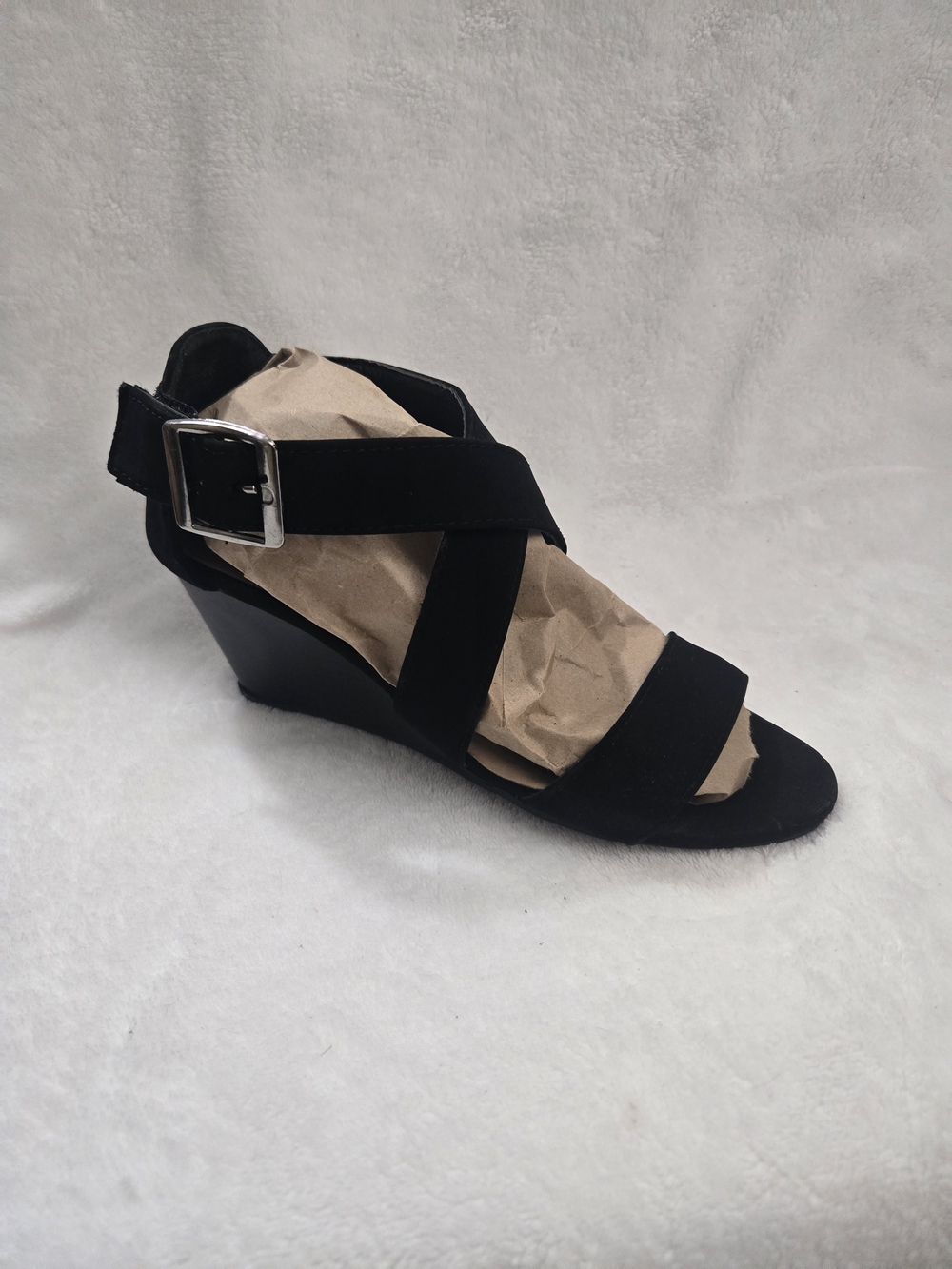 Women's Black Strappy Suede Block Heel Sandals Size 6 - Picture 5 of 6
